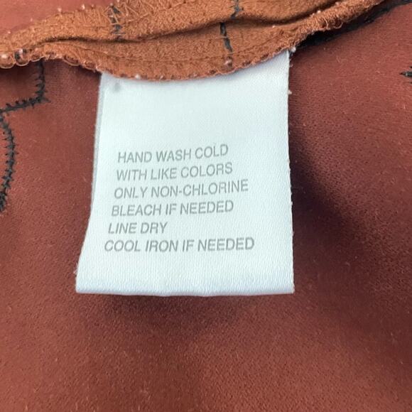 Sag Harbor Women Top M Brown Faux Suede Embroidery Floral Boho Cottage Fairygoth - Picture 9 of 10